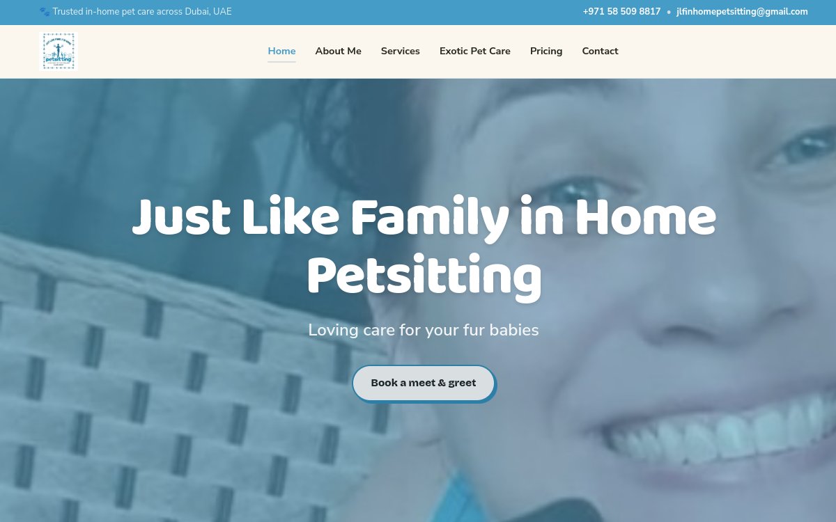 jlfpetsitting.com website designed and developed by Xperts Hive