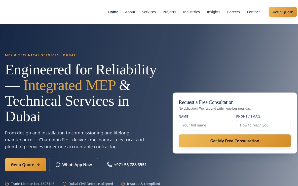 champfirst.com website designed and developed by Xperts Hive