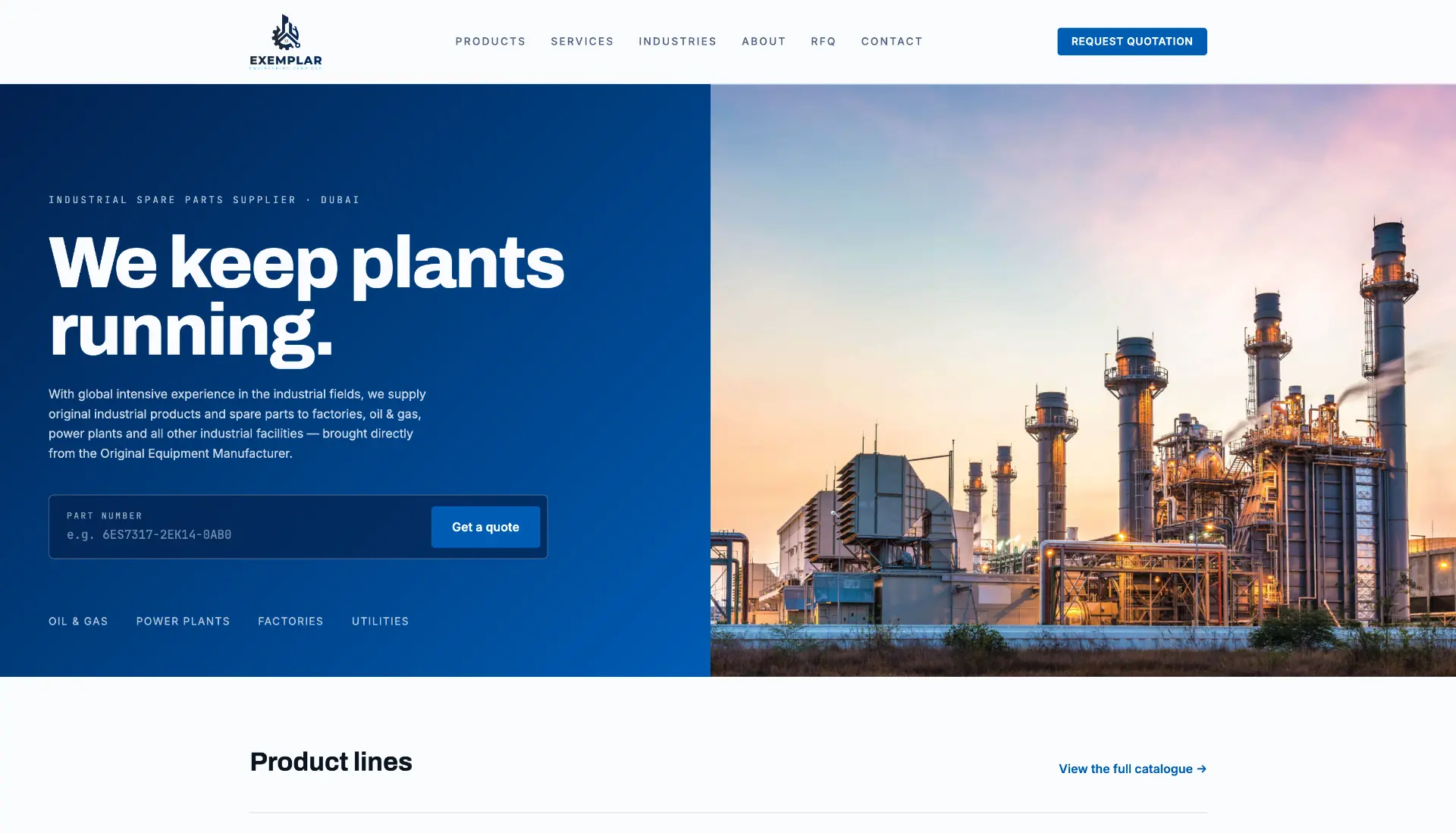 exemplar-industrial.com website designed and developed by Xperts Hive