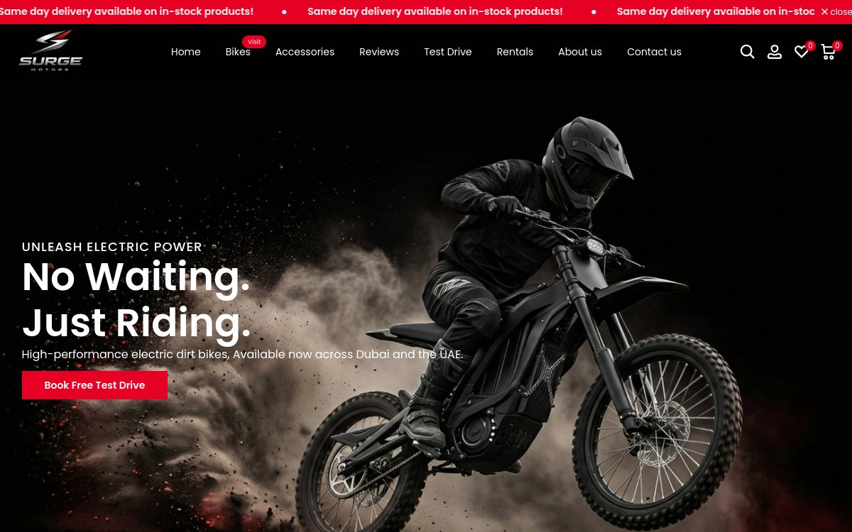 surgemotors.ae website designed and developed by Xperts Hive