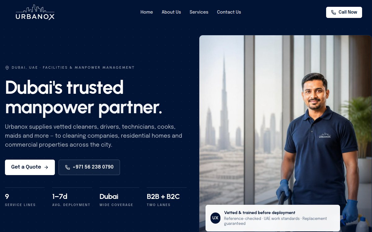 urbanoxfacilities.com website designed and developed by Xperts Hive