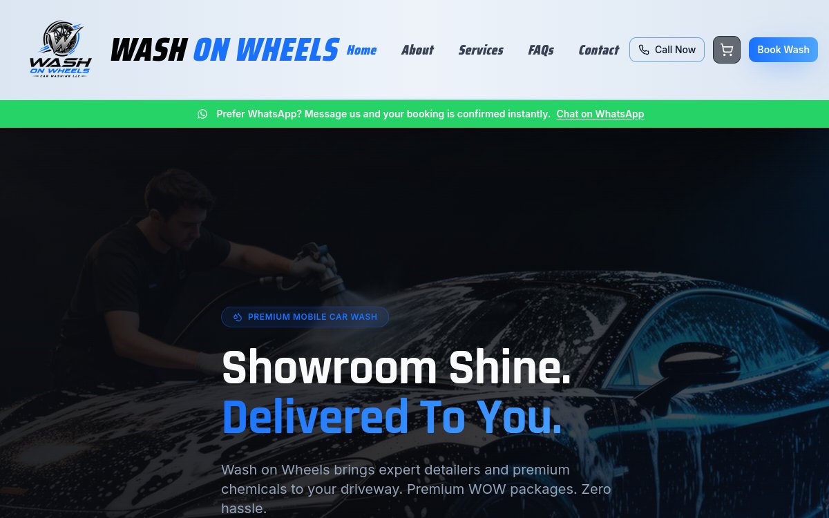 washonwheels.ae website designed and developed by Xperts Hive