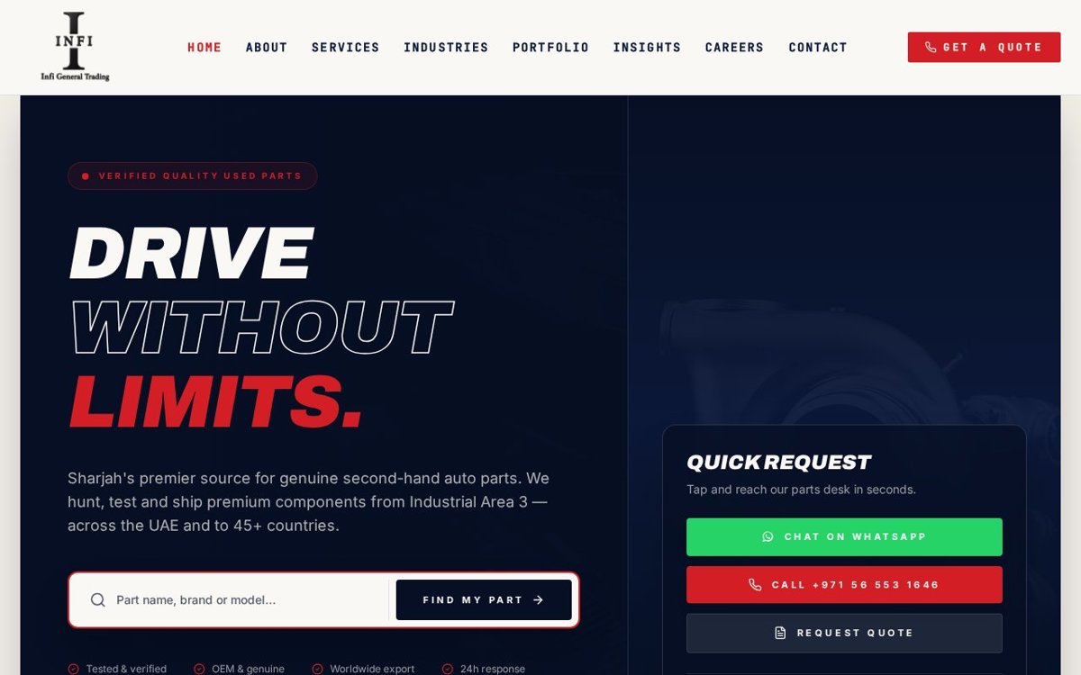 sharjahusedparts.com website designed and developed by Xperts Hive